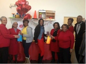 Parents participate in a heart health workshop hosted by the sisters of Delta Sigma Theta. 